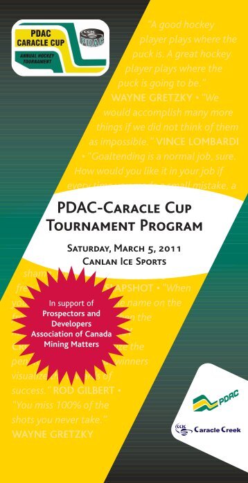 PDAC-Caracle Cup Tournament Program - Prospectors and ...