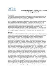 AST Recommended Standards of Practice for the Surgical Scrub