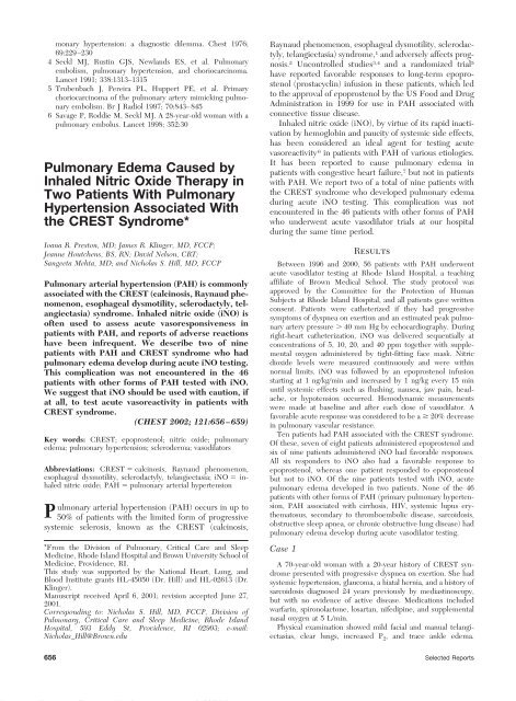 Pulmonary Edema Caused by Inhaled Nitric Oxide Therapy in Two ...