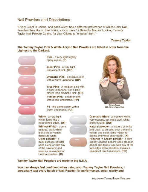 Nail Powders and Descriptions - Tammy Taylor Nails