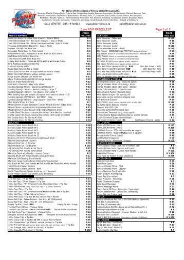 June 2012 PRICE LIST Page 1 of 3 - Planet Nails