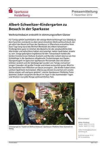 Albert-Schweitzer-Kindergarten zu Besuch in der Sparkasse