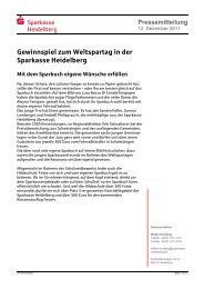 Gewinnspiel zum Weltspartag in der Sparkasse Heidelberg