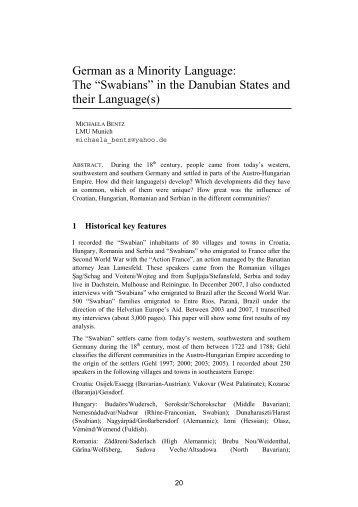German as a Minority Language: The “Swabians” in the Danubian ...