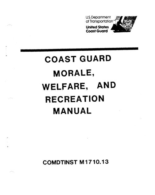 coast guard morale, welfare, recreation manual - DOT On-Line ...
