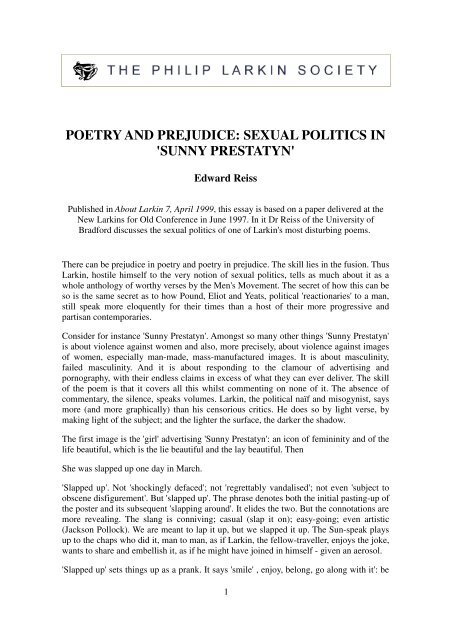 Larkin and abse write about the society essay 02 image