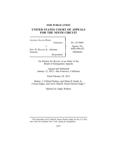 ROHIT v. HOLDER - Ninth Circuit Court of Appeals