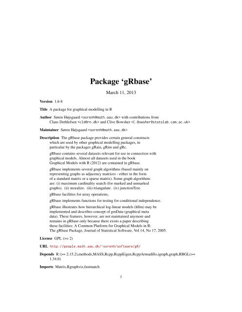 Package 'gRbase' - The Comprehensive R Archive Network