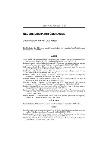 neuere literatur über asien - Deutsche Gesellschaft für Asienkunde