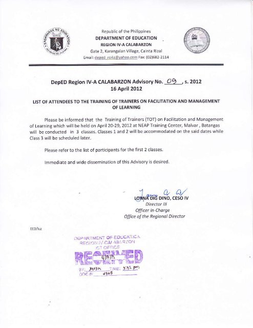 ffiffiffiffi - Department of Education, Region IV – Calabarzon