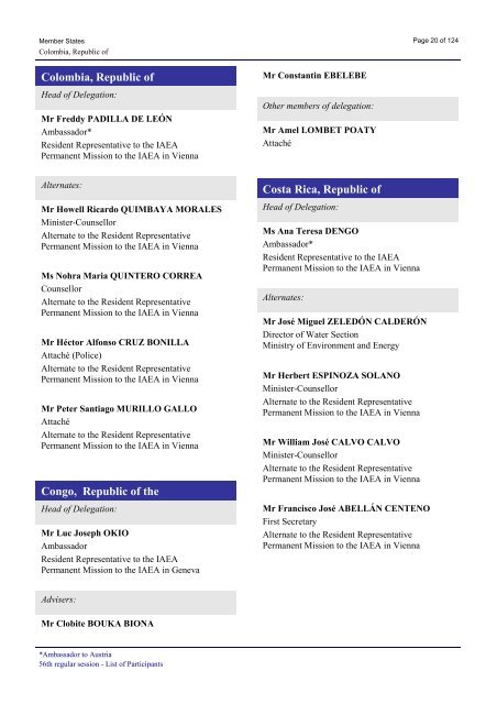 List of Participants - IAEA