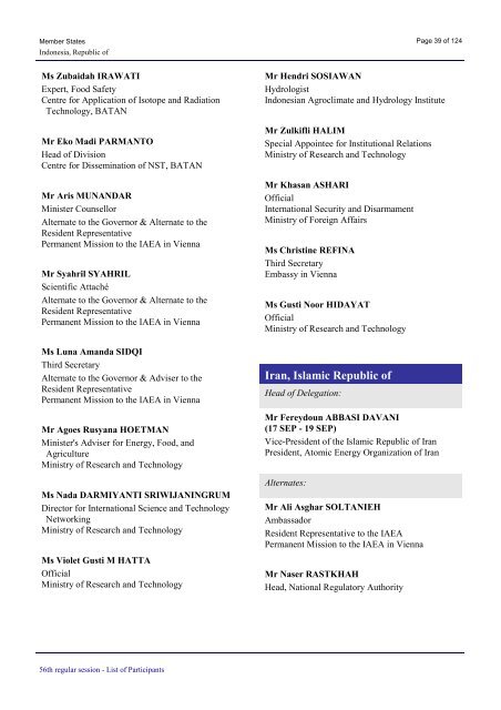 List of Participants - IAEA