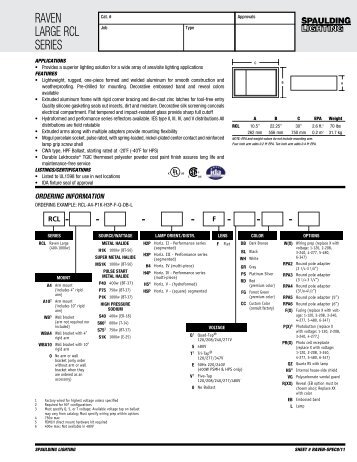 RAVEN LARGE RCL SERIES - Spaulding Lighting