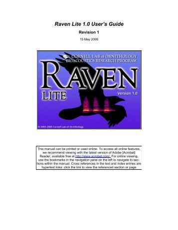 Raven Lite 1.0 User's Guide - Cornell Lab of Ornithology - Cornell ...