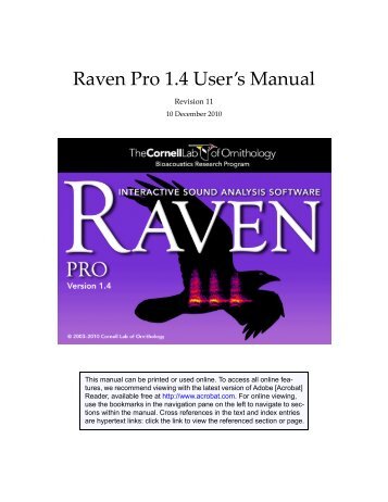 Raven Pro 1.4 User's Manual - Cornell Lab of Ornithology - Cornell ...