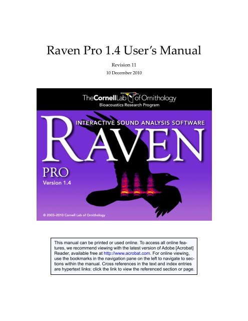 Raven Pro 1.4 User's Manual - Cornell Lab of Ornithology - Cornell ...