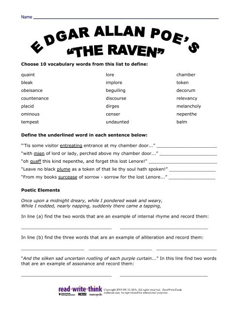 EDGAR ALLEN POE'S “THE RAVEN” - ReadWriteThink