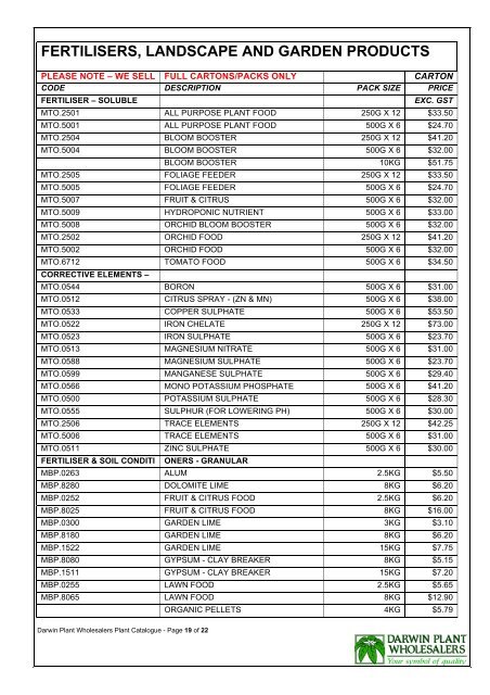 ! ! ! CATALOGUE NOVEMBER 2012! - Darwin Plant Wholesaler