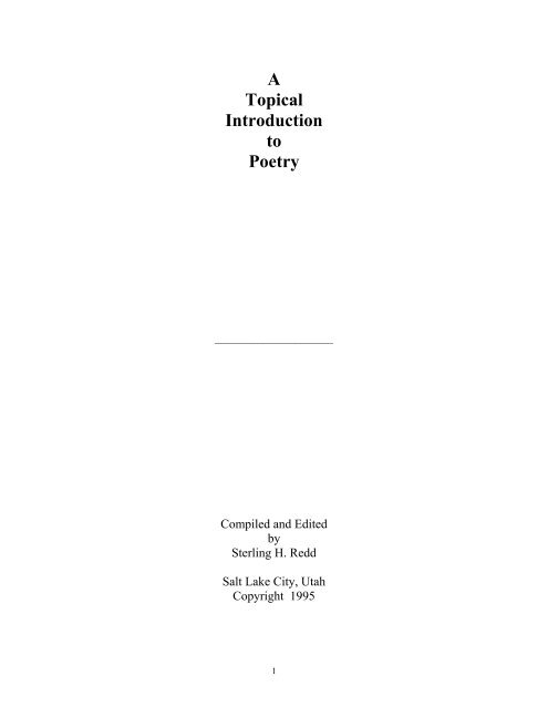 A Topical Introduction To Poetry Topical Guy