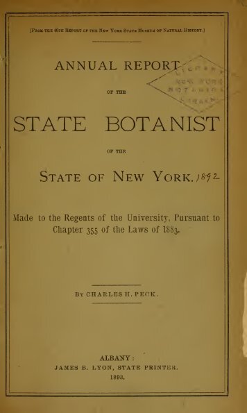 Annual Report of the State Botanist 1892 - MykoWeb