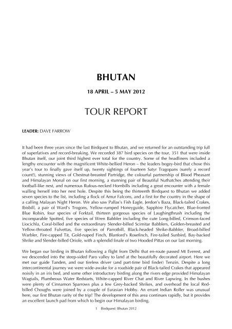 Download Full Tour Report 1328kb - Birdquest