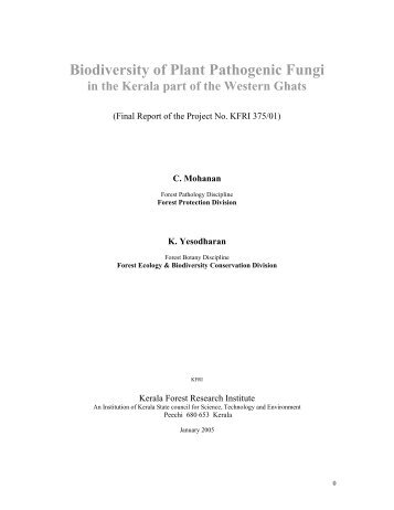 Biodiversity of Plant Pathogenic Fungi - Kerala Forest Research ...