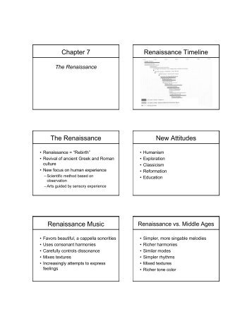 Chapter 7 Renaissance Timeline The Renaissance ... - John Chittum