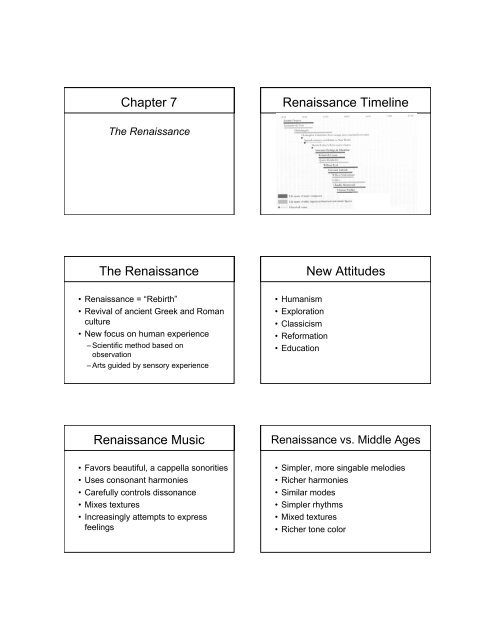 Chapter 7 Renaissance Timeline The Renaissance ... - John Chittum