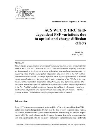 ACS ISR 2003-06 - STScI