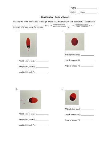 blood spatter worksheets