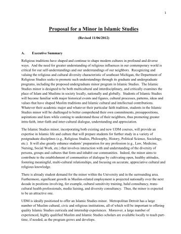 Proposal for a Minor in Islamic Studies - University of Detroit Mercy