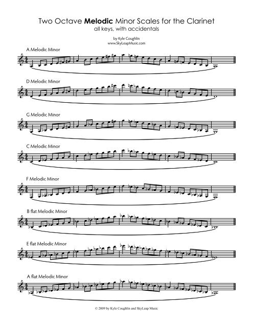 Two Octave Melodic Minor Scales for the Clarinet