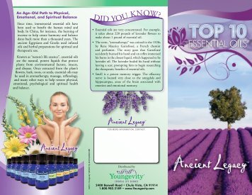 Ancient Legacy™ Top 10 Essential Oils Trifold Brochure - Youngevity