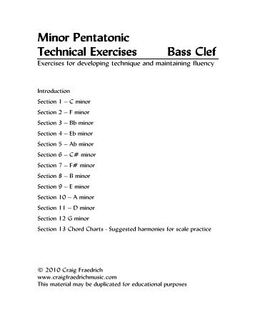 Minor Pentatonic Technical Technical Exercises Bass Clef Exercises ...