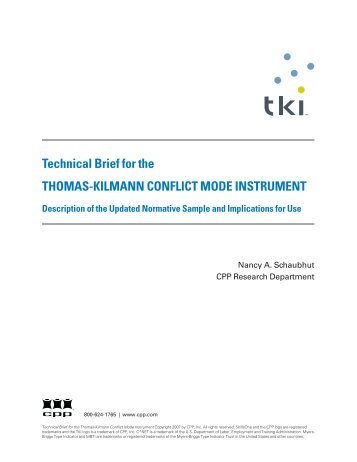 Technical brief for the Thomas-Kilmann Conflict Mode Instrument