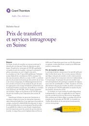 Prix de transfer et prestations intragroup - Grant Thornton Schweiz