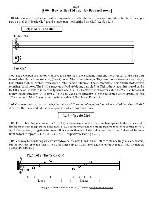 1.00 - How to Read Music - by Pebber Brown ... - PB Guitar Studios