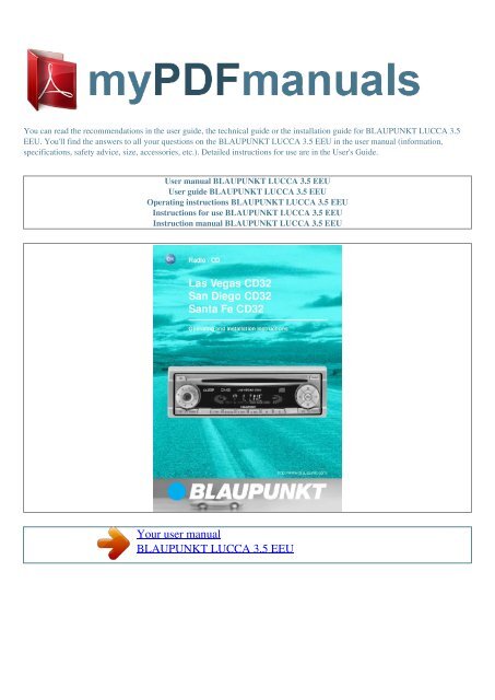 User manual BLAUPUNKT LUCCA 3.5 EEU - MY PDF MANUALS