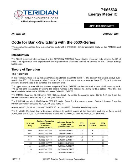 Code for Bank-Switching with the 653X-Series - Maxim