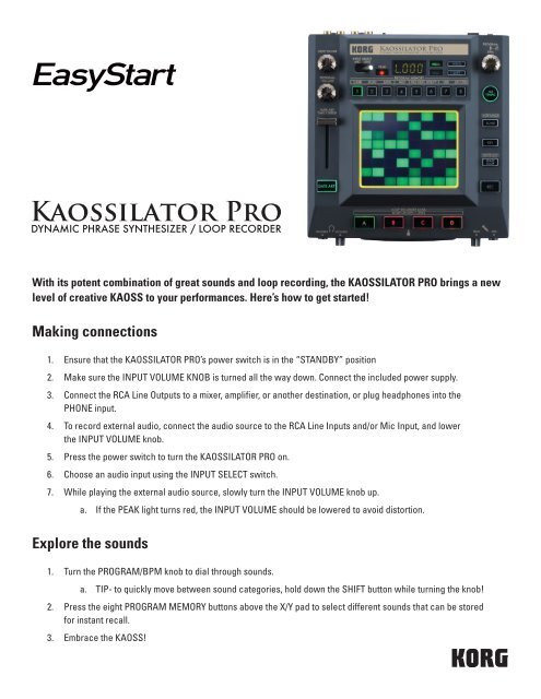 To Download: KORG_Kaossilator_Pro_Easy_Start.pdf