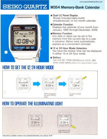 SEIKO QUARTZ M354 Memory-Bank Calendar - James Bond ...