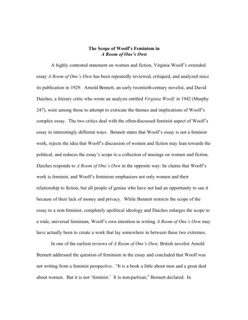 The Scope Of Woolf S Feminism In A Room Lawrence University the scope of woolf s feminism in a room