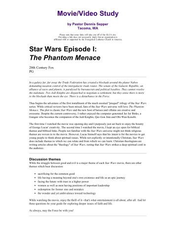 stars war 1: the phantom menace - Evangelical Lutheran Church in ...