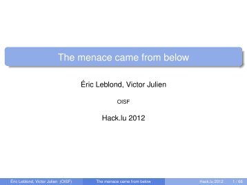 The menace came from below - Hack.lu