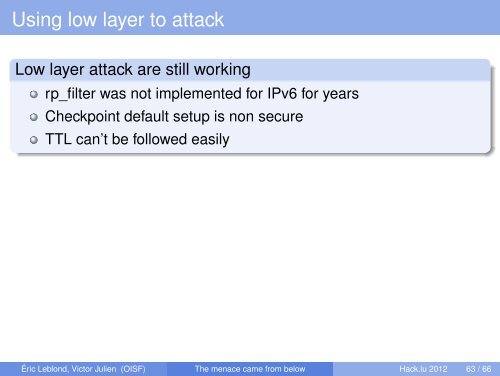 The menace came from below - Hack.lu