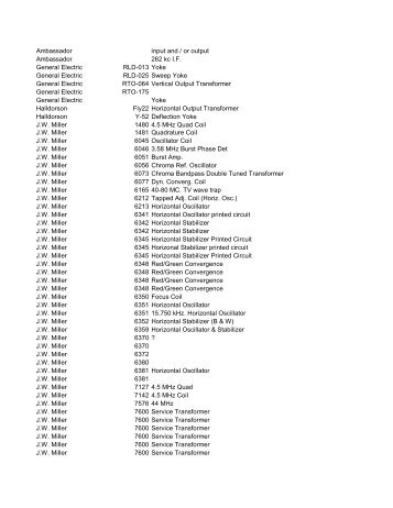 Inventory List - Early Television Foundation