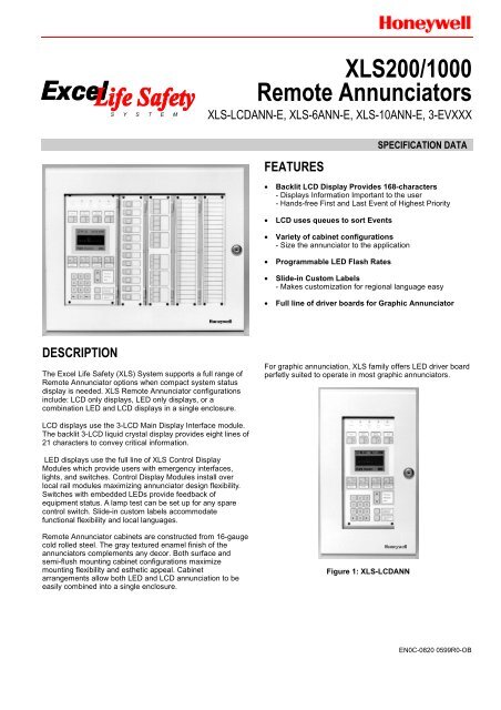 0820- XLS200/1000 Remote Annunciators XLS-LCDANN-E, XLS ...