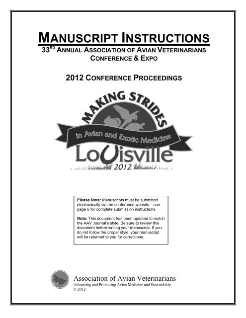 manuscript instructions - The Association of Avian Veterinarians