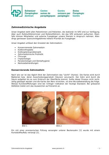 Zahnmedizinische Angebote (PDF, 169 KB) - Paranet