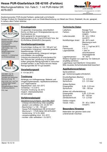 Hesse PUR-Glasfarblack DB 42105 -(Farbton) - Hesse Lignal